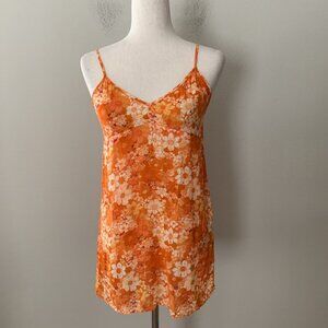 Kooples Women's Sz S Orange Floral Print Woven Camisole Cami Top Adjustable